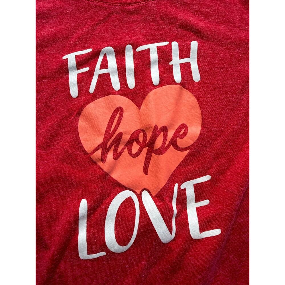 Celebrate Valentines Day Lovely Red 'Faith Hope Love' T-Shirt - Small - Picture 2 of 6